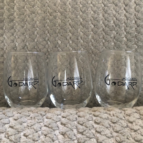 Michael Godard Glasses Stemless Wine Clear Glass Black Lot Bundle Set of 3 - Picture 1 of 2